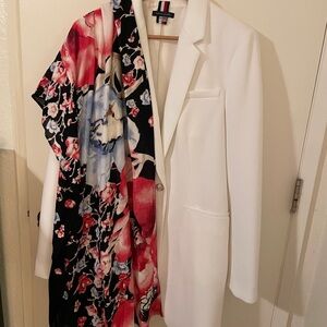 White House Black Market Floral Scarf - Black, Blue, Pink 70"x21"